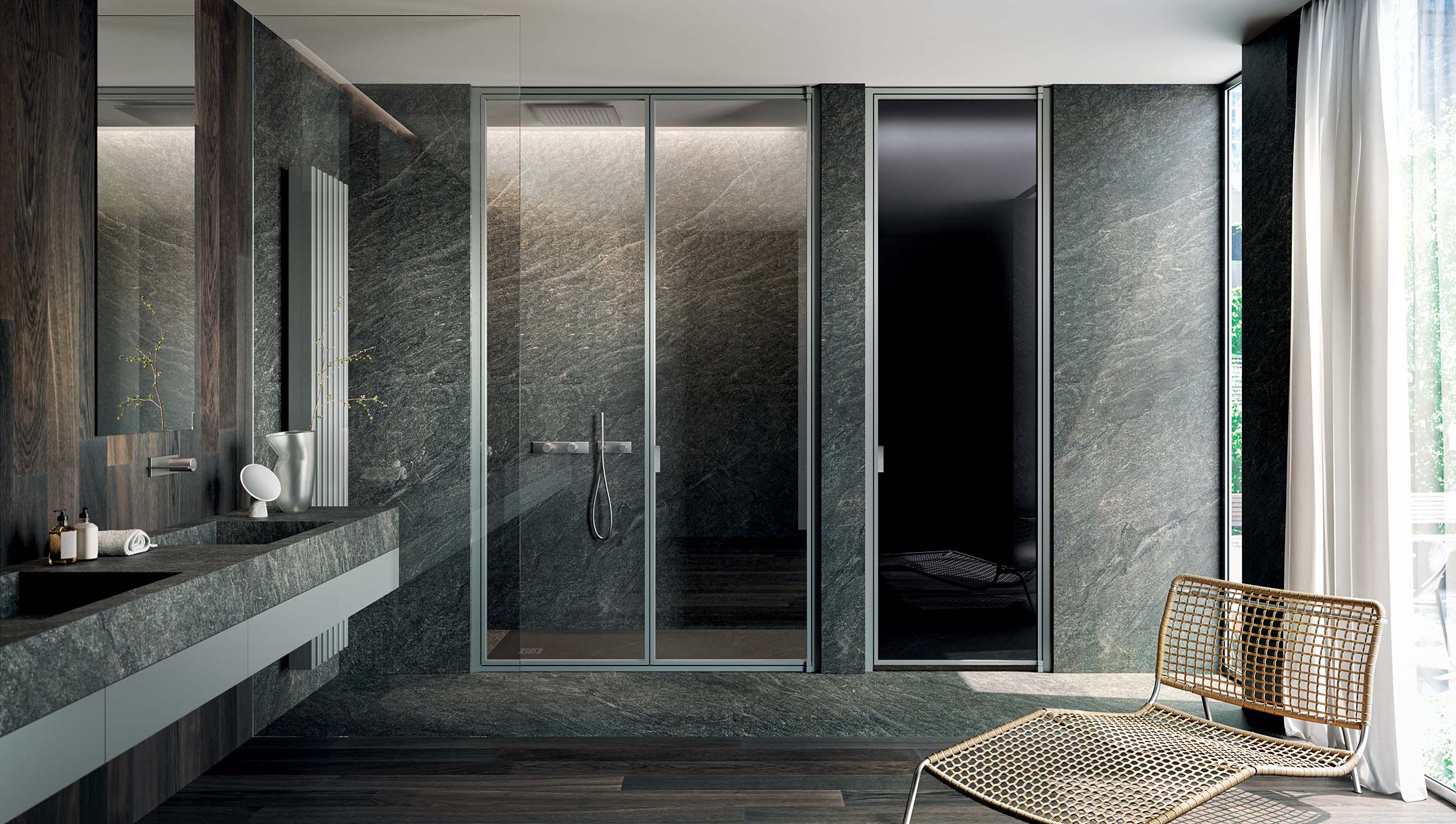 Glass doors to separate shower and sanitary areas - Suite Vismaravetro