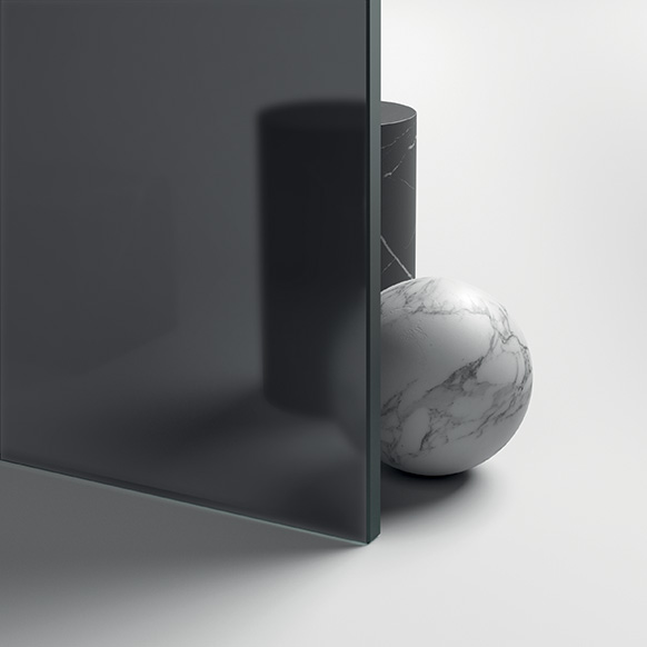 Suite can be customised with grey satin laminated safety glass